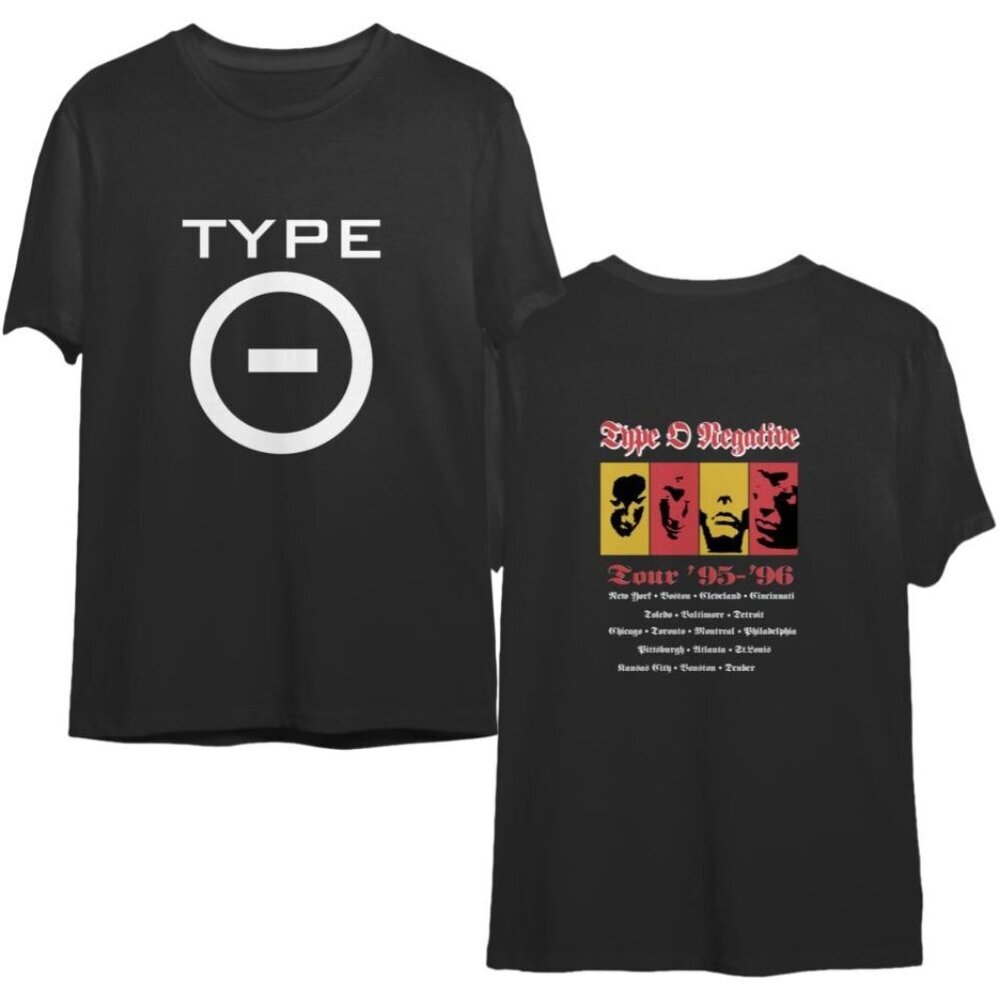 Type O Negative 199596 Tour Graphic T-Shirt 2 Sided Concert Music Fan Tee